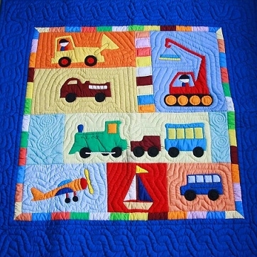 手縫いベトナムキルトのマルチカバー（はたらく車）1サイズ×2色